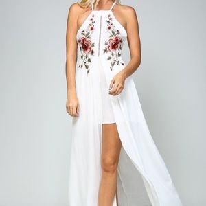 Floral embroidered maxi dress. Size small.